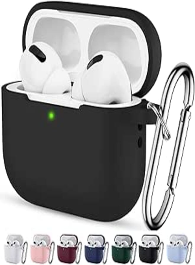 AirPods Pro 2 2nd Case Cover and AirPods Pro Case for Women and Men with Keychain, Soft Silicone Protective Case for AirPod Pro 2nd 2022 and AirPods Pro 1st 2019 Front LED Visible Black